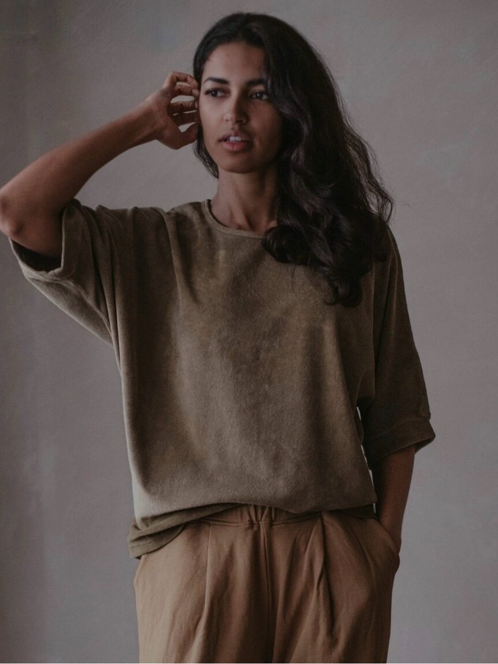 The Simple Folk oversized terry top in Walnut